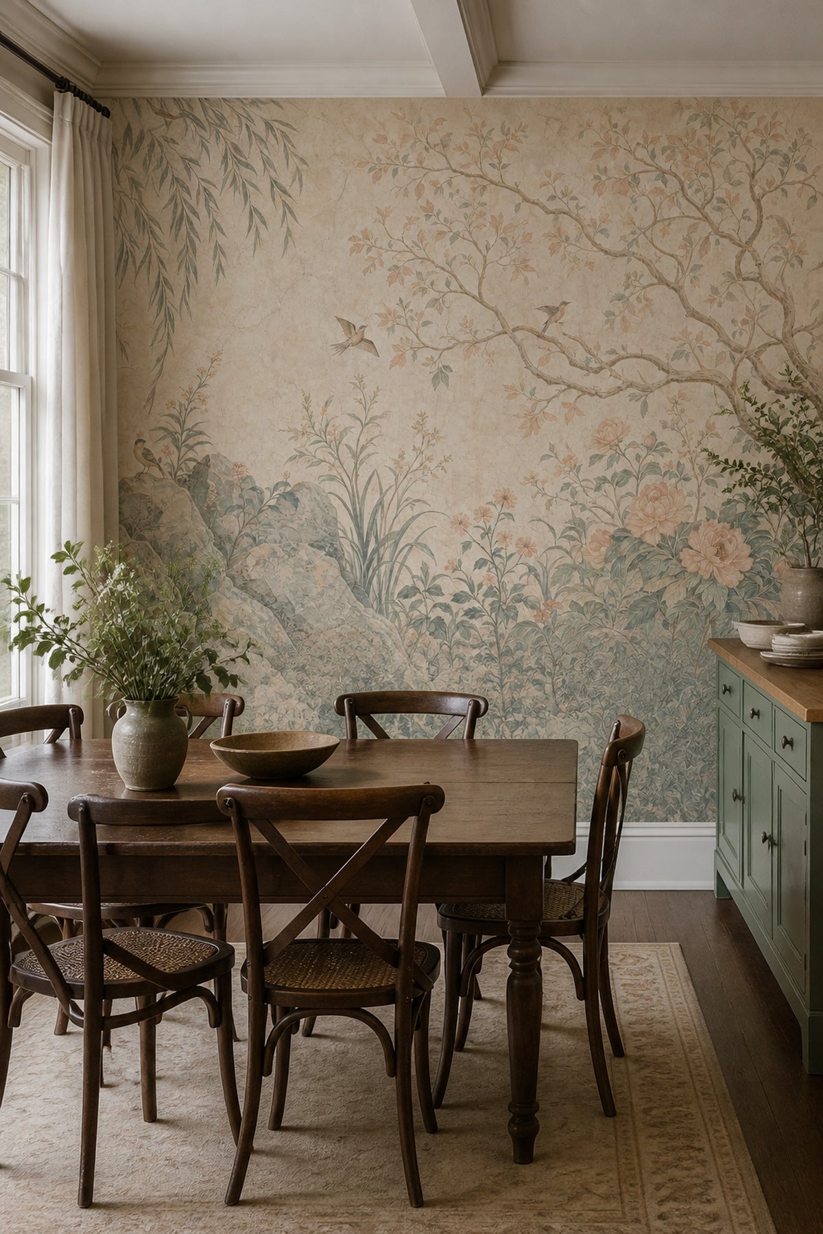 Chinoiserie Wallpaper Botanical Floral Removable Wall Decor