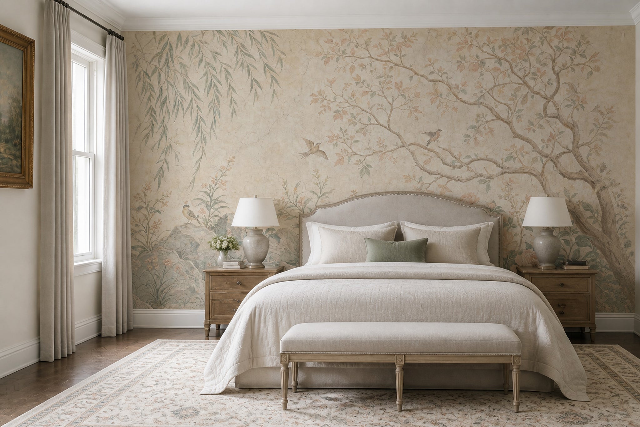 Chinoiserie Wallpaper Botanical Floral Removable Wall Decor