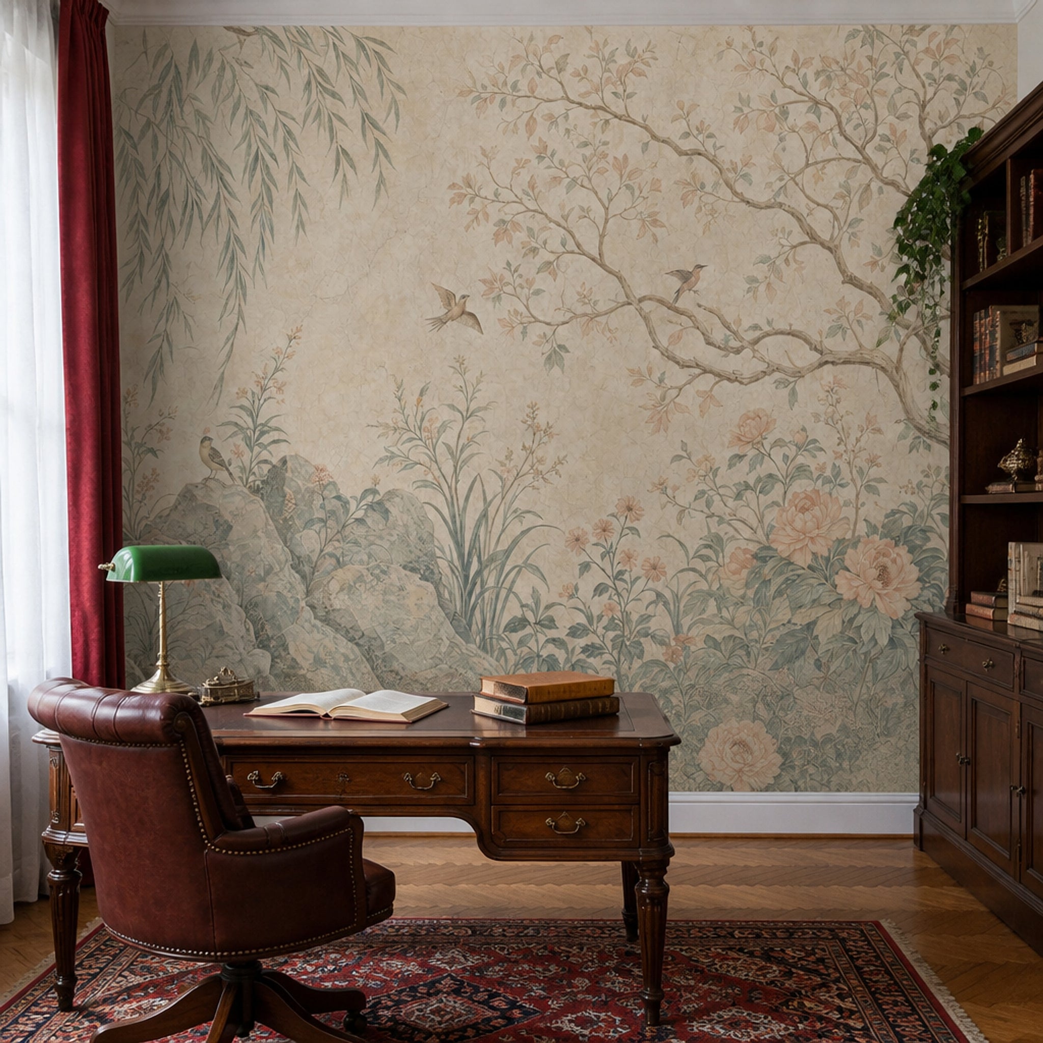 Chinoiserie Wallpaper Botanical Floral Removable Wall Decor