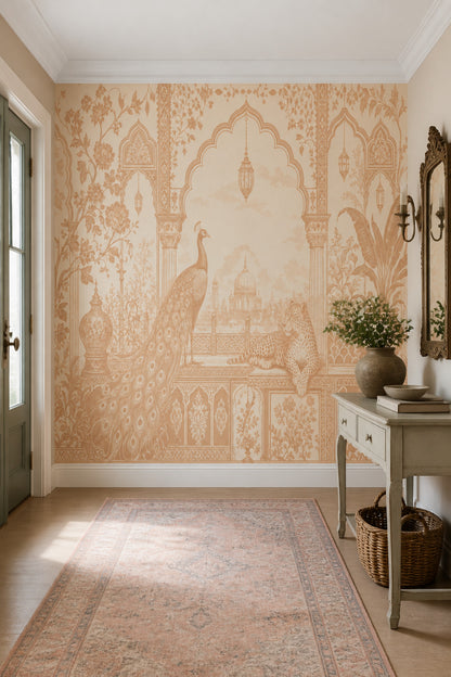 Mughal Wallpaper Toile Removable Peacock Wall Decor