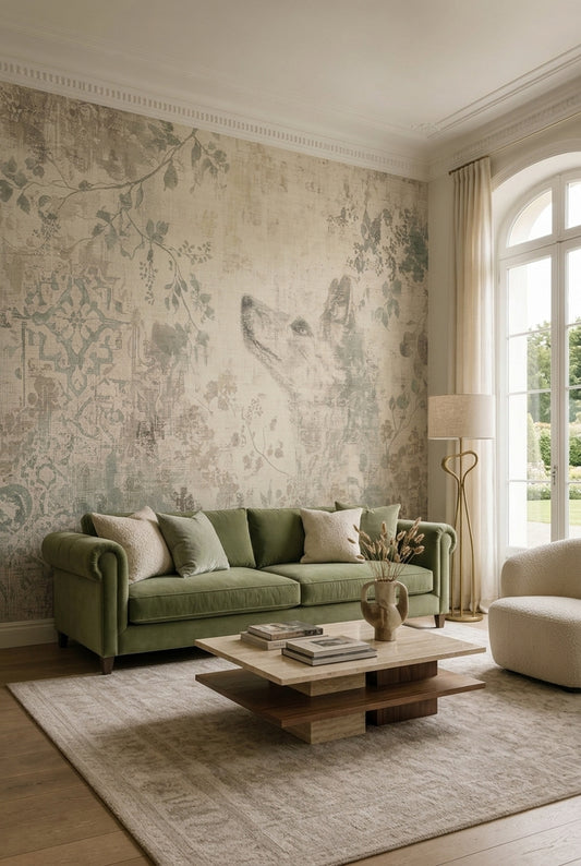 Vintage Floral Wallpaper Distressed Texture Botanical Removable Wall Decor