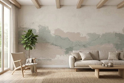 Textured Plaster Wallpaper Sage Green Distressed Removable Wall Decor