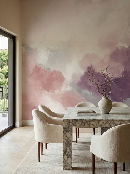 Abstract Wallpaper Watercolor Blush Pink Removable Wall Decor