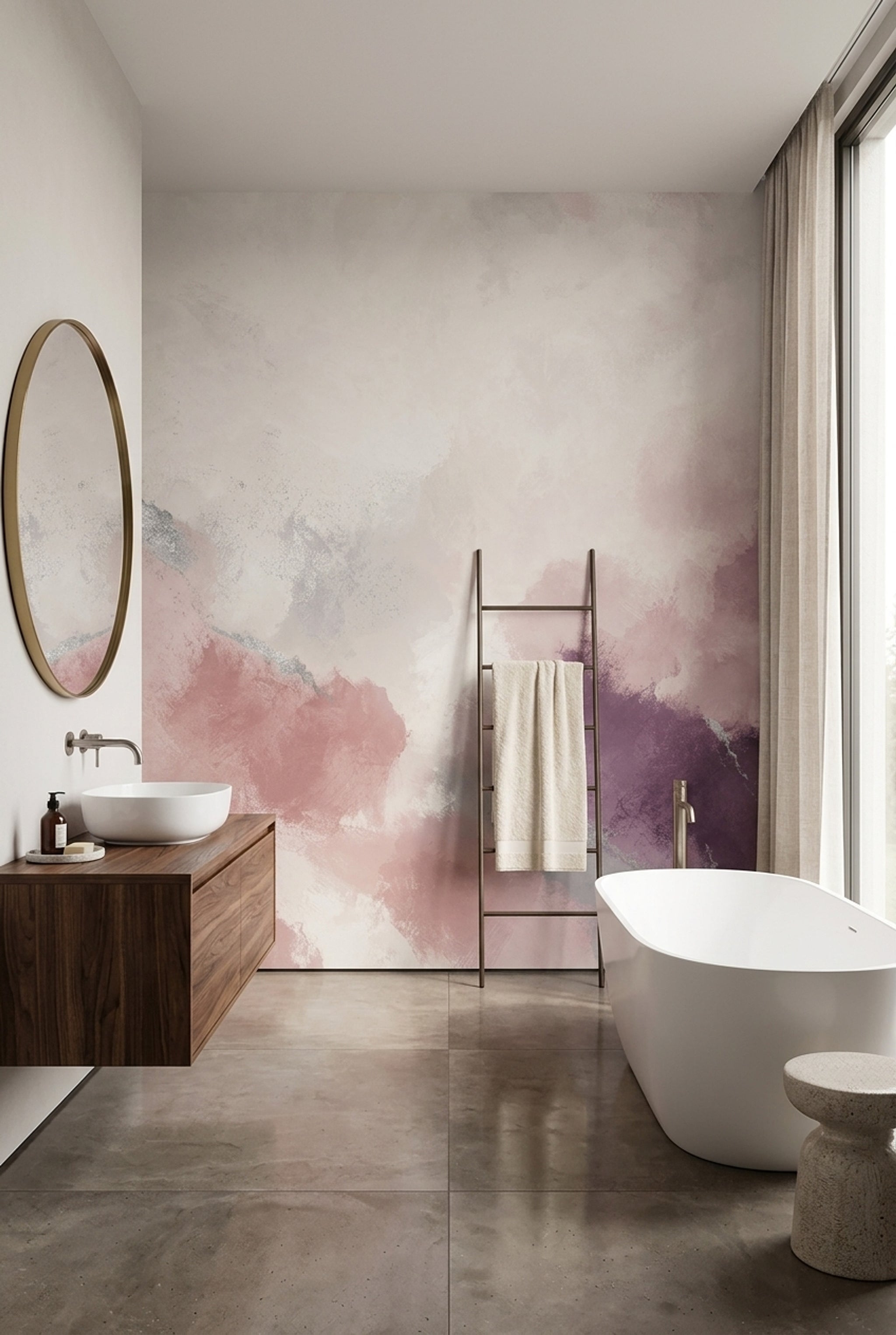 Abstract Wallpaper Watercolor Blush Pink Removable Wall Decor