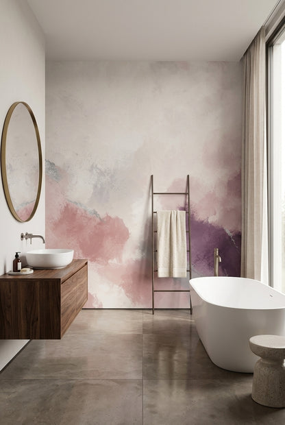 Abstract Wallpaper Watercolor Blush Pink Removable Wall Decor
