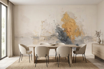 Abstract Wallpaper Cream Background Removable Gold Accents Wall Decor