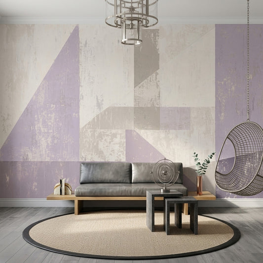 Abstract Wallpaper Geometric Removable Lavender Wall Decor