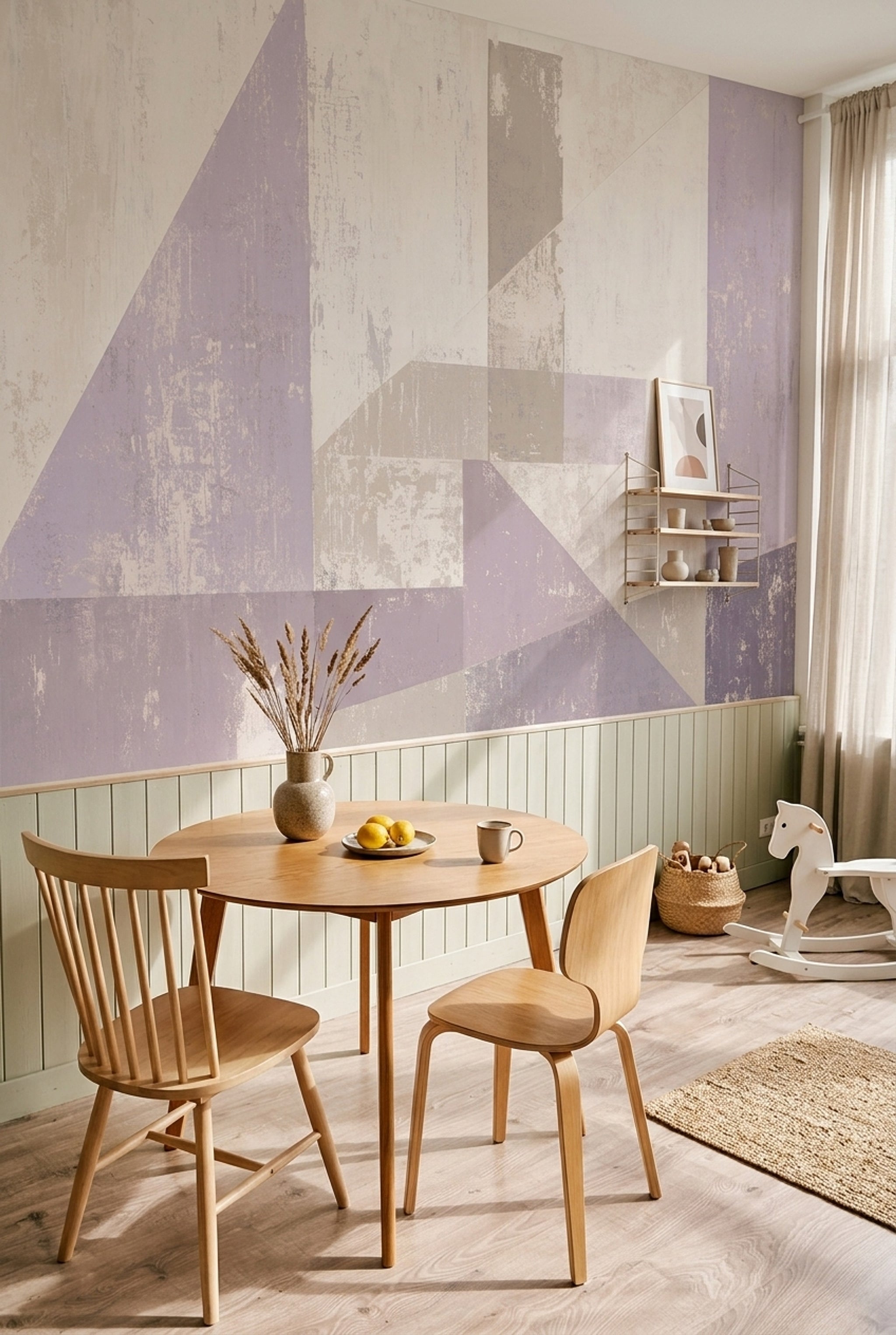 Abstract Wallpaper Geometric Removable Lavender Wall Decor