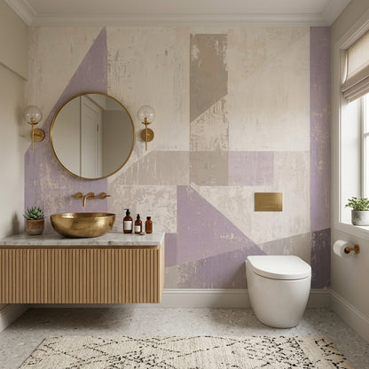 Abstract Wallpaper Geometric Removable Lavender Wall Decor