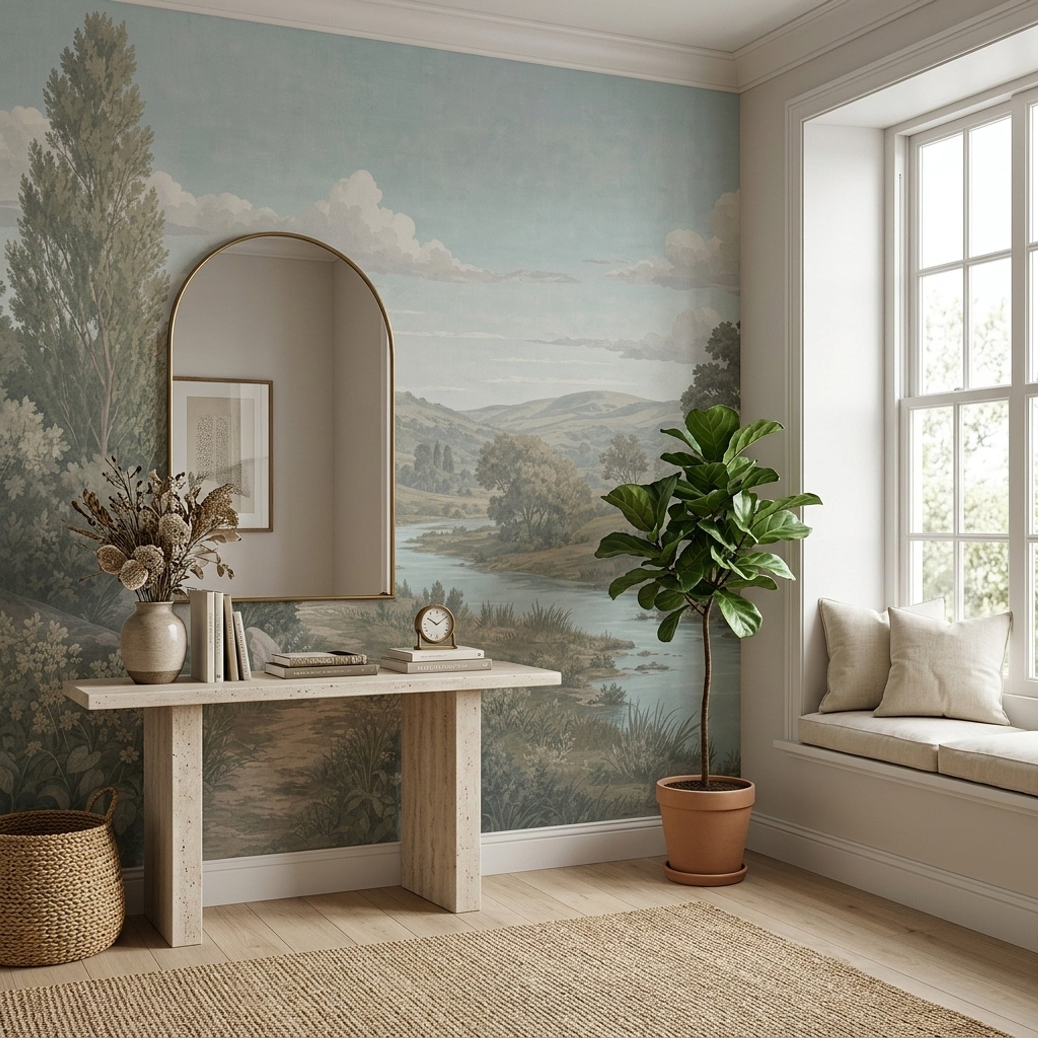 Landscape Wallpaper River Countryside Removable Wall Decor
