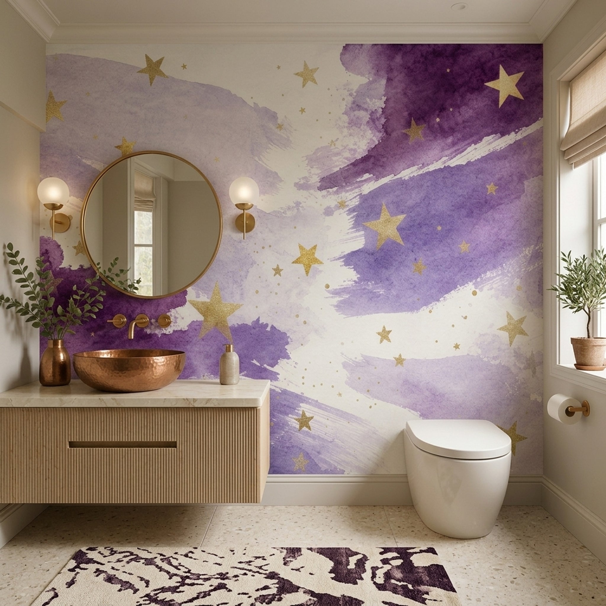 White Background Wallpaper Watercolor Removable Stars Wall Decor