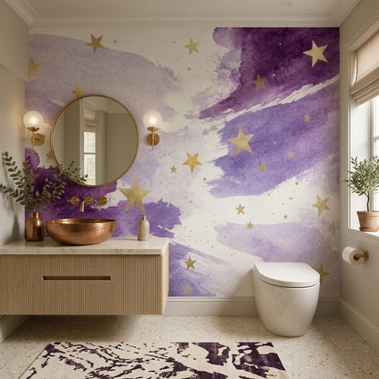 White Background Wallpaper Watercolor Removable Stars Wall Decor