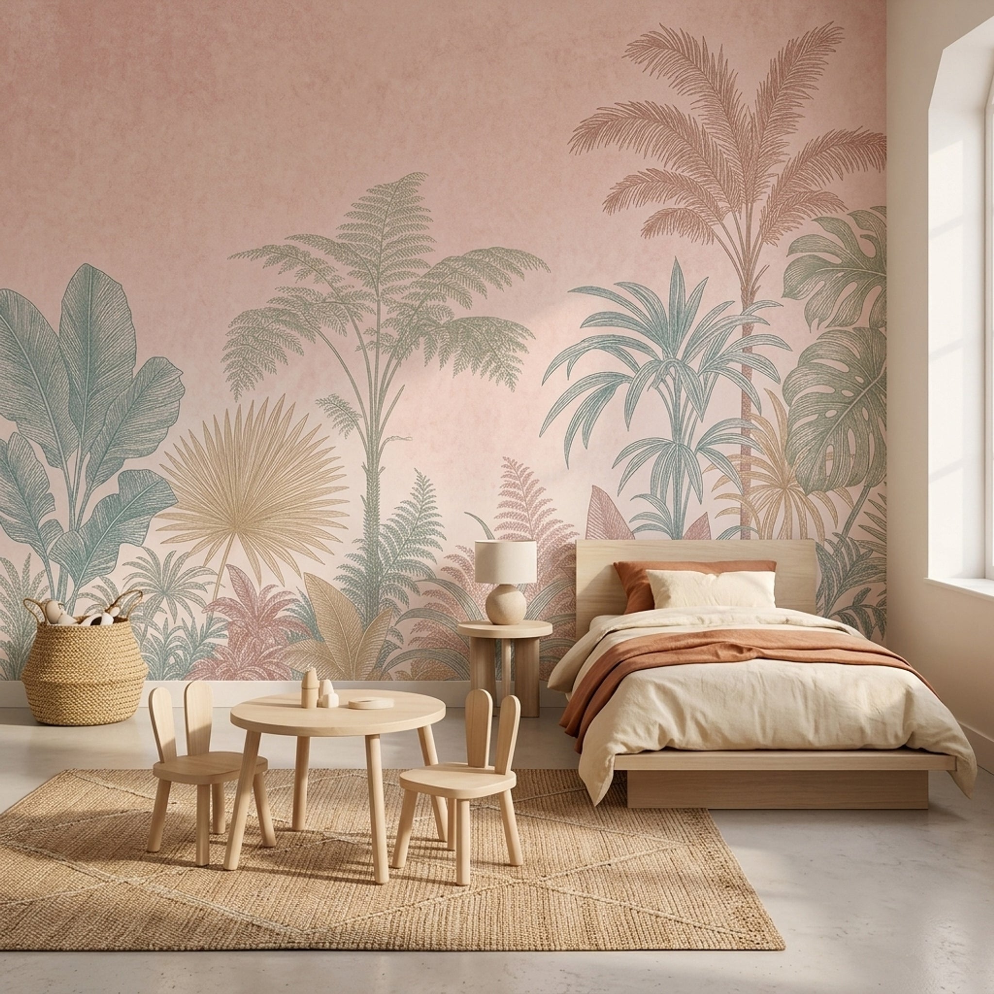Tropical Foliage Wallpaper Botanical Removable Palm Leaves Wall Decor
