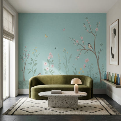 Chinoiserie Inspired Wallpaper Botanical Garden Wall Mural