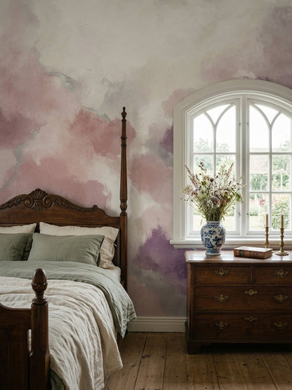 Abstract Wallpaper Watercolor Blush Pink Removable Wall Decor