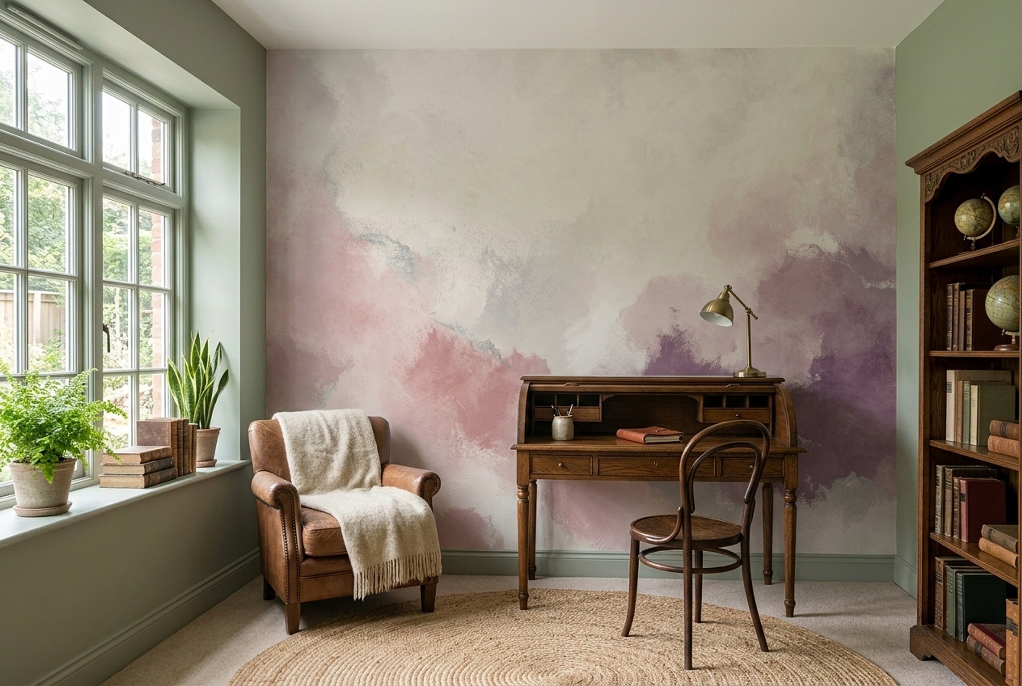 Abstract Wallpaper Watercolor Blush Pink Removable Wall Decor