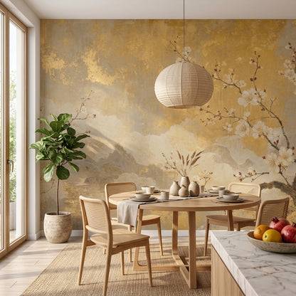 Cherry Blossoms Wallpaper Asian Inspired Serene Landscape Removable Wall Decor