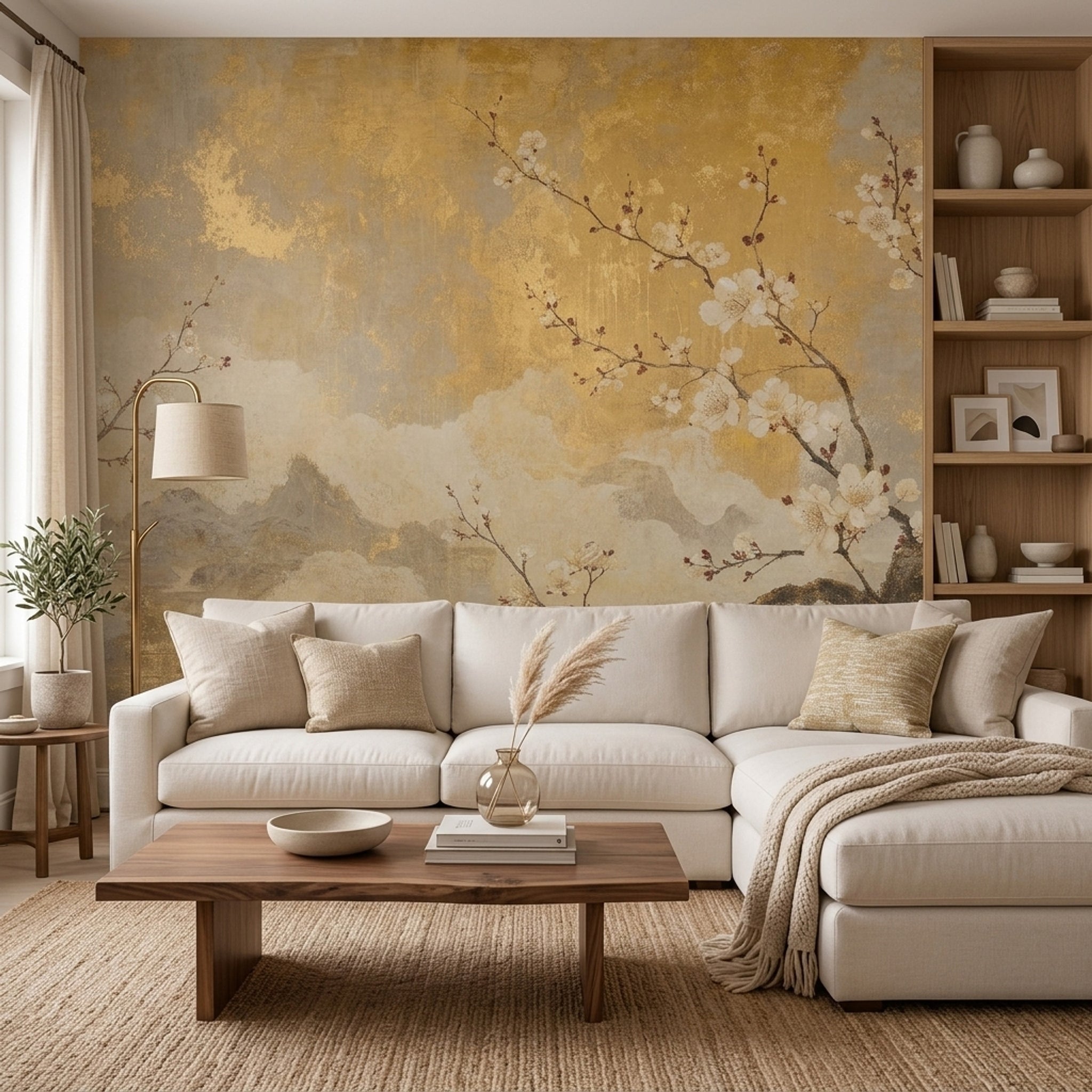 Cherry Blossoms Wallpaper Asian Inspired Serene Landscape Removable Wall Decor