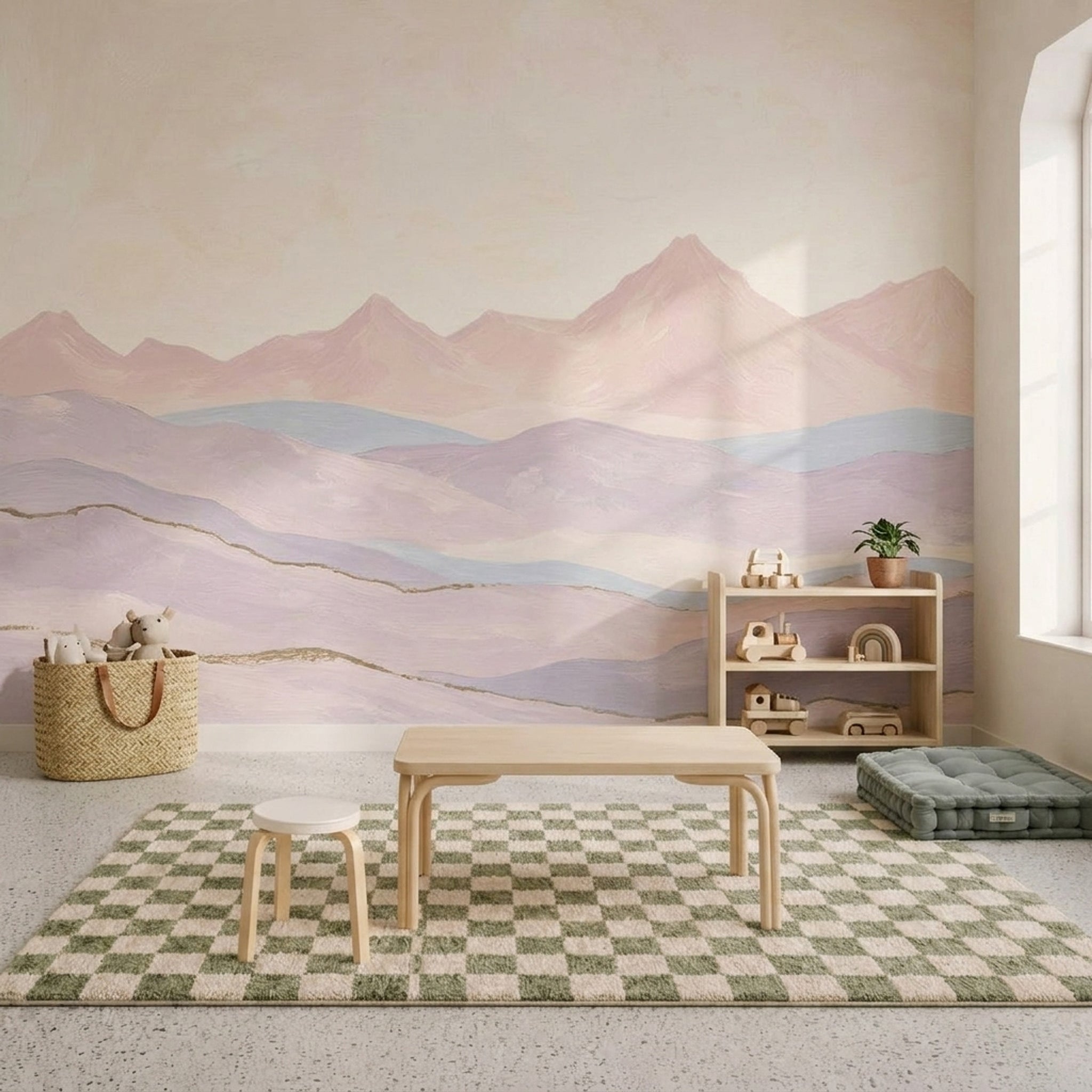 Pastel Mountains Wallpaper Landscape Removable Soft Hills Wall Decor