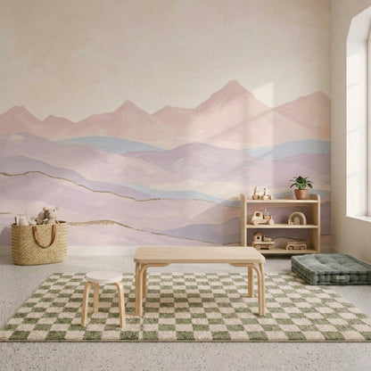 Pastel Mountains Wallpaper Landscape Removable Soft Hills Wall Decor