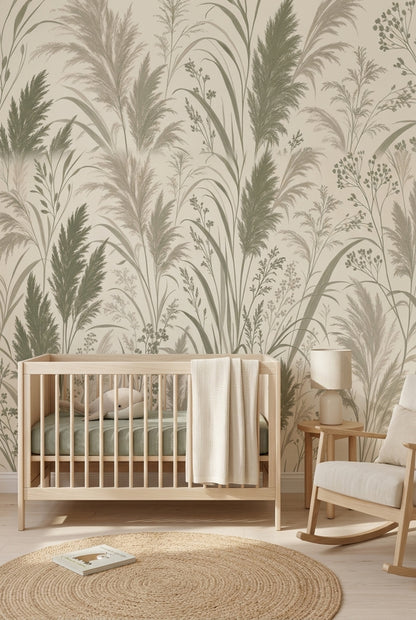 Botanical Wallpaper Wild Grasses Meadow Wall Mural