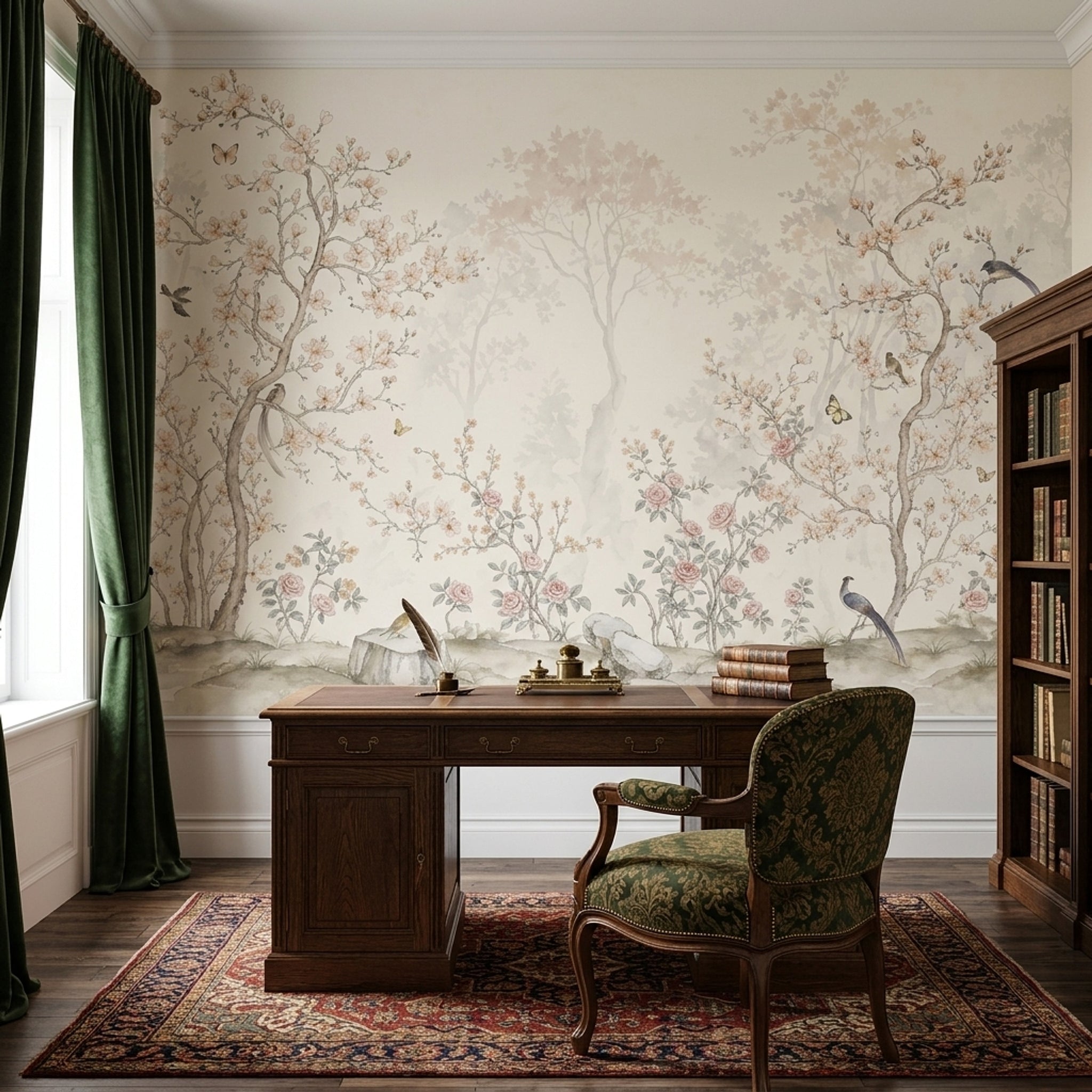 Chinoiserie Wallpaper Floral Removable Garden Wall Decor