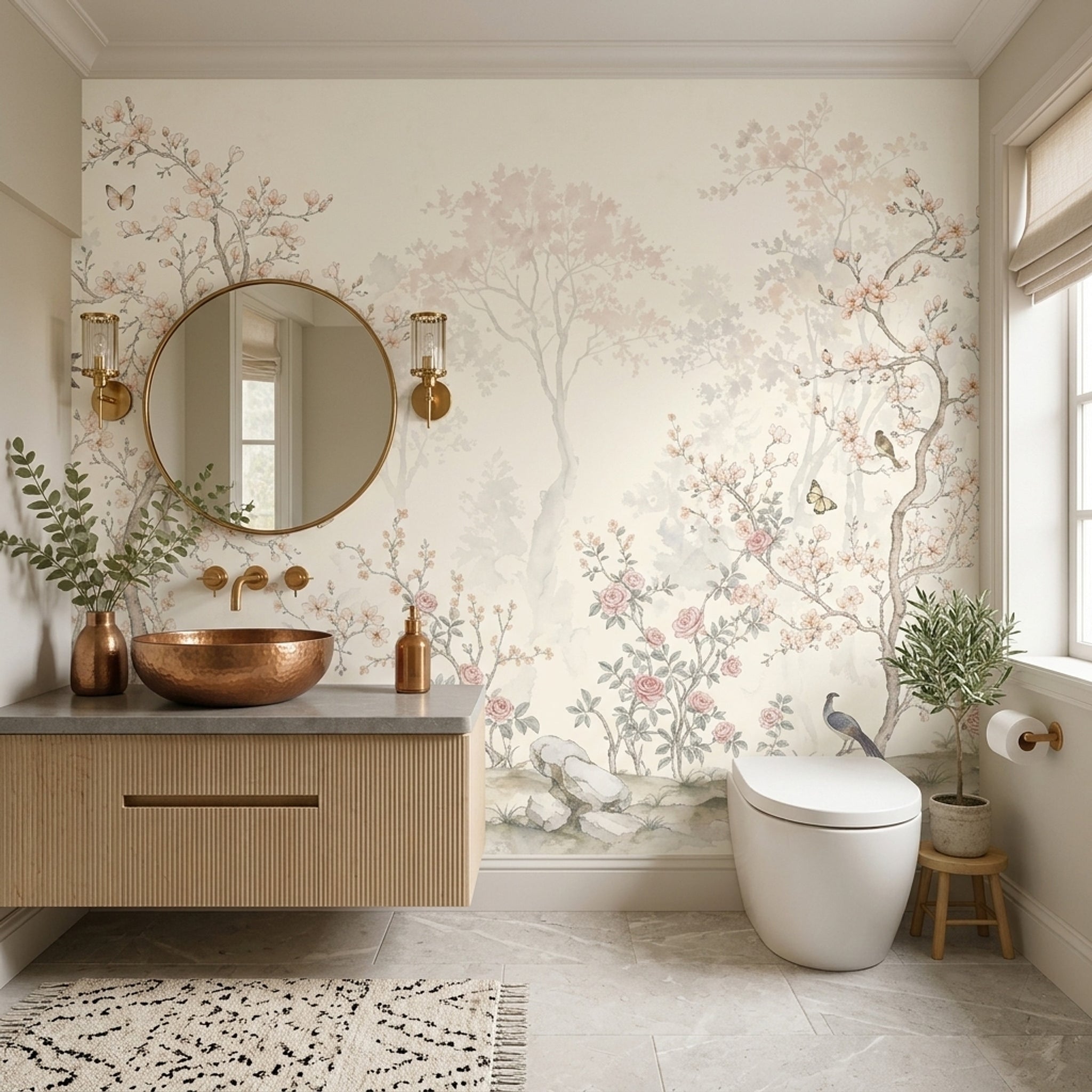 Chinoiserie Wallpaper Floral Removable Garden Wall Decor