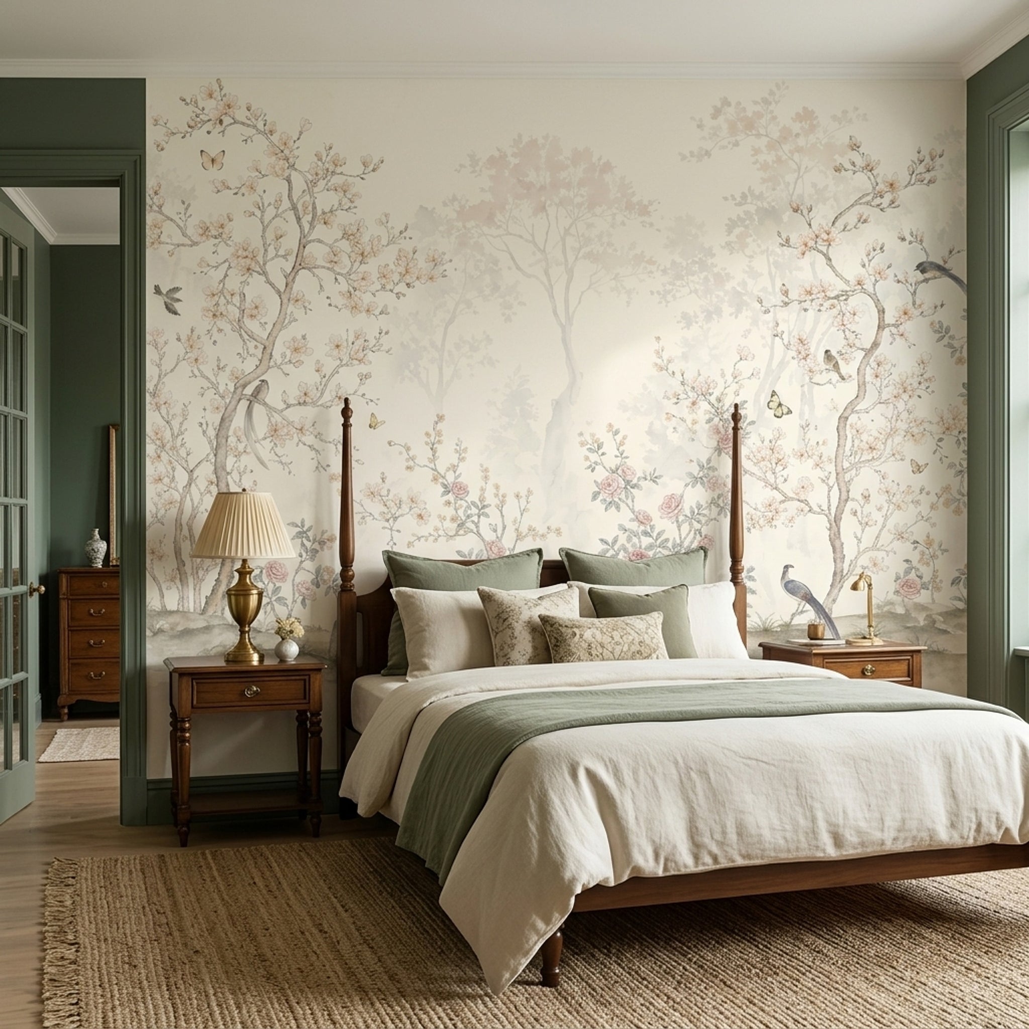 Chinoiserie Wallpaper Floral Removable Garden Wall Decor