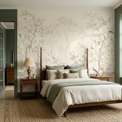 Chinoiserie Wallpaper Floral Removable Garden Wall Decor