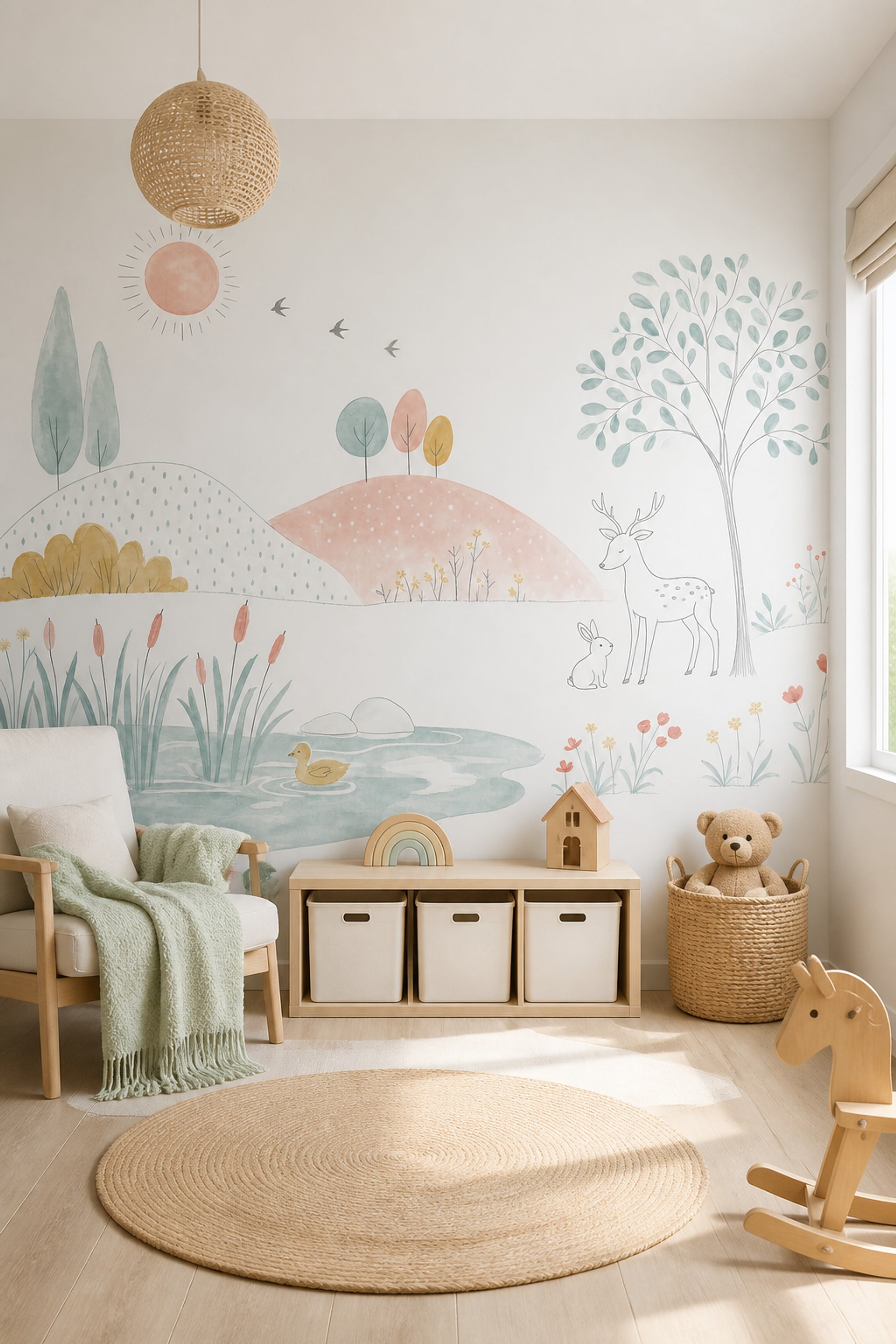 White Background Wallpaper Pastel Watercolor Removable Wall Decor
