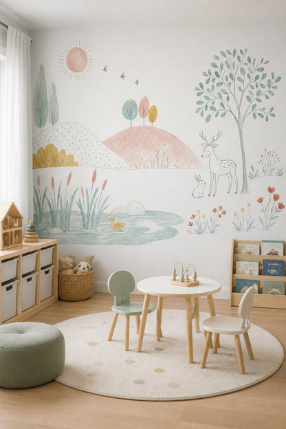 White Background Wallpaper Pastel Watercolor Removable Wall Decor