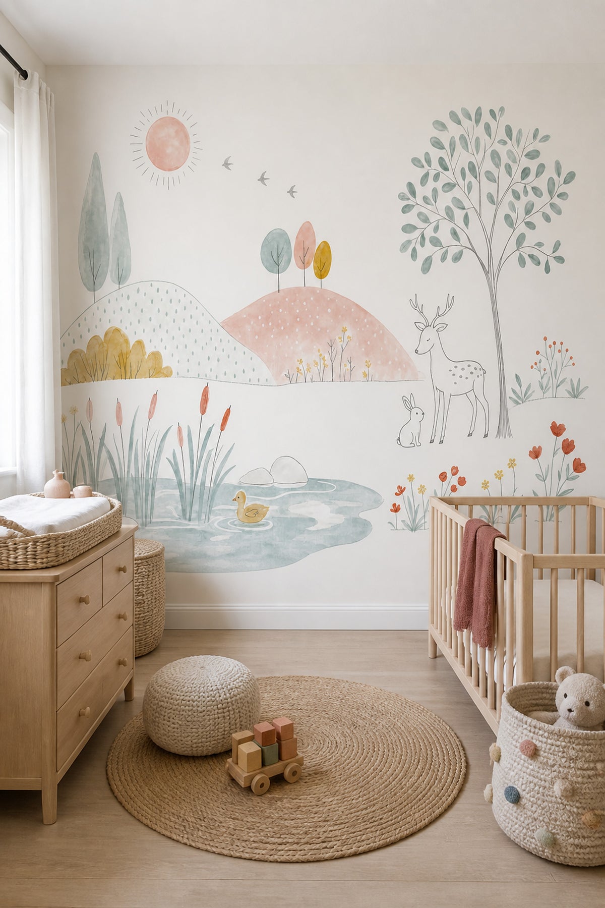 White Background Wallpaper Pastel Watercolor Removable Wall Decor