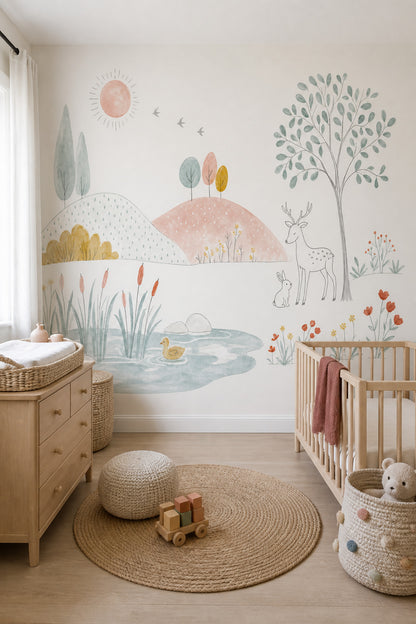 White Background Wallpaper Pastel Watercolor Removable Wall Decor