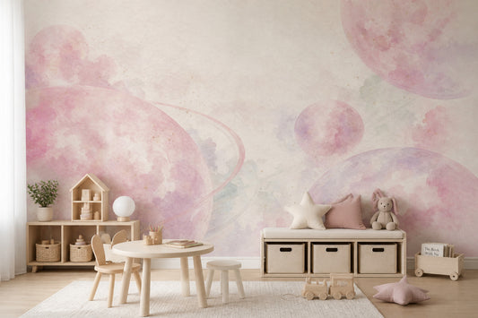 Celestial Wallpaper Watercolor Planets Wall Mural