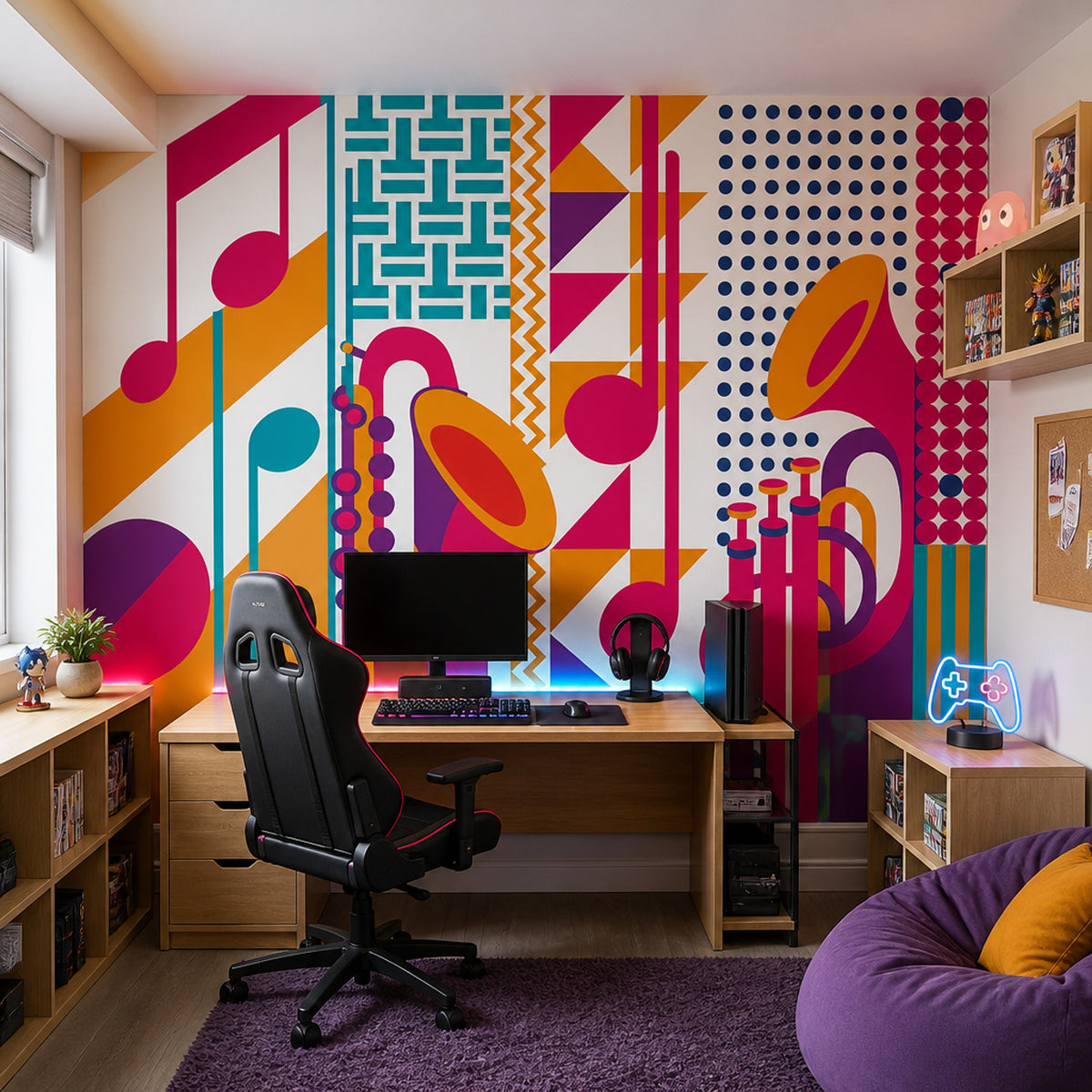 Musical Notes Wallpaper Brass Instruments Removable Pop Art Wall Decor