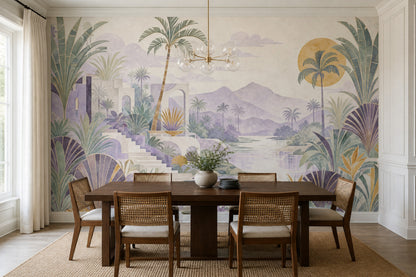 Watercolor Texture Wallpaper Tropical Landscape Art Deco Removable Wall Decor
