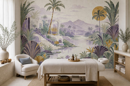 Watercolor Texture Wallpaper Tropical Landscape Art Deco Removable Wall Decor