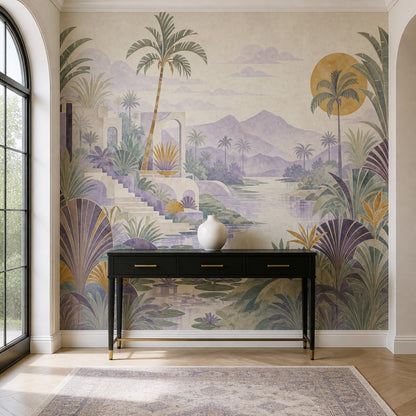 Watercolor Texture Wallpaper Tropical Landscape Art Deco Removable Wall Decor