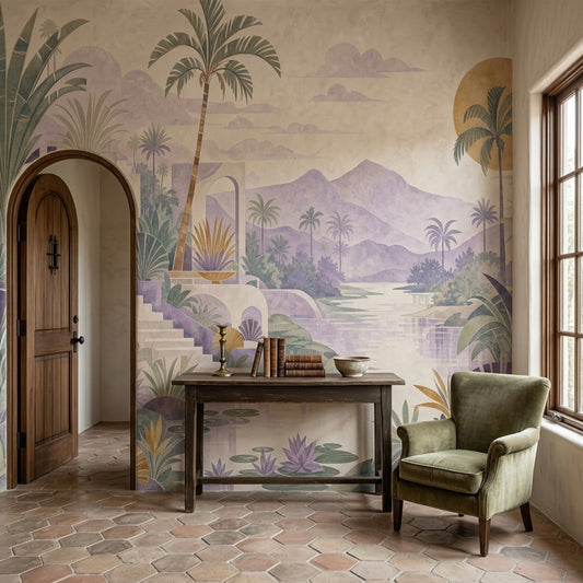Watercolor Texture Wallpaper Tropical Landscape Art Deco Removable Wall Decor