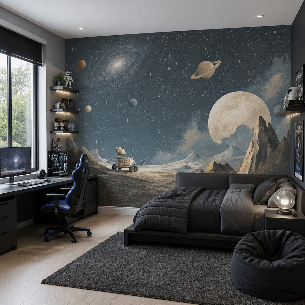Space Rover Wallpaper Dark Space Starry Sky Wall Mural