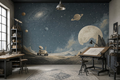 Space Rover Wallpaper Dark Space Starry Sky Wall Mural