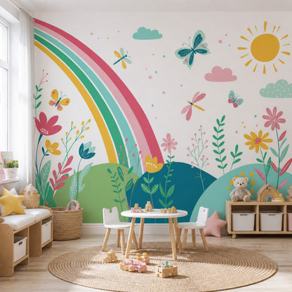 Rainbow Wallpaper Floral Garden Removable Wall Decor
