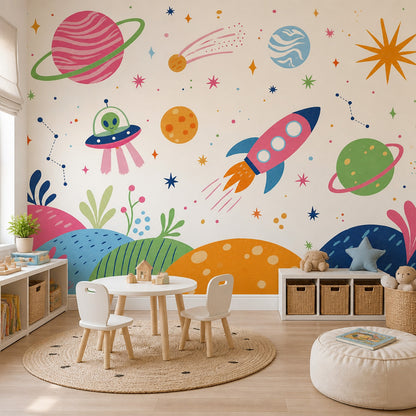 Kids Wallpaper Space Planets Wall Mural