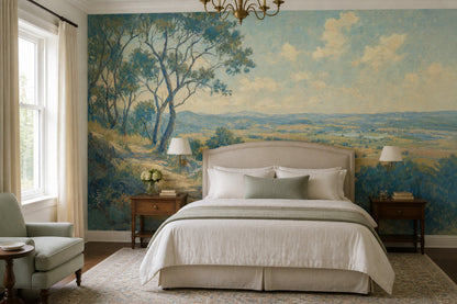Scenic Landscape Wallpaper Valley View Winding Path Removable Wall Decor
