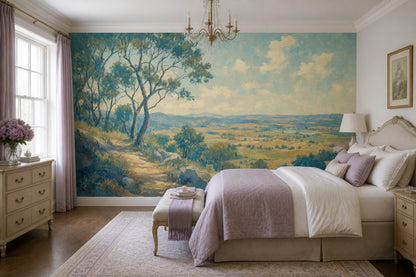 Scenic Landscape Wallpaper Valley View Winding Path Removable Wall Decor