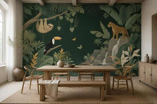 Dark Tropical Jungle Wallpaper Rainforest Sloth Wall Mural