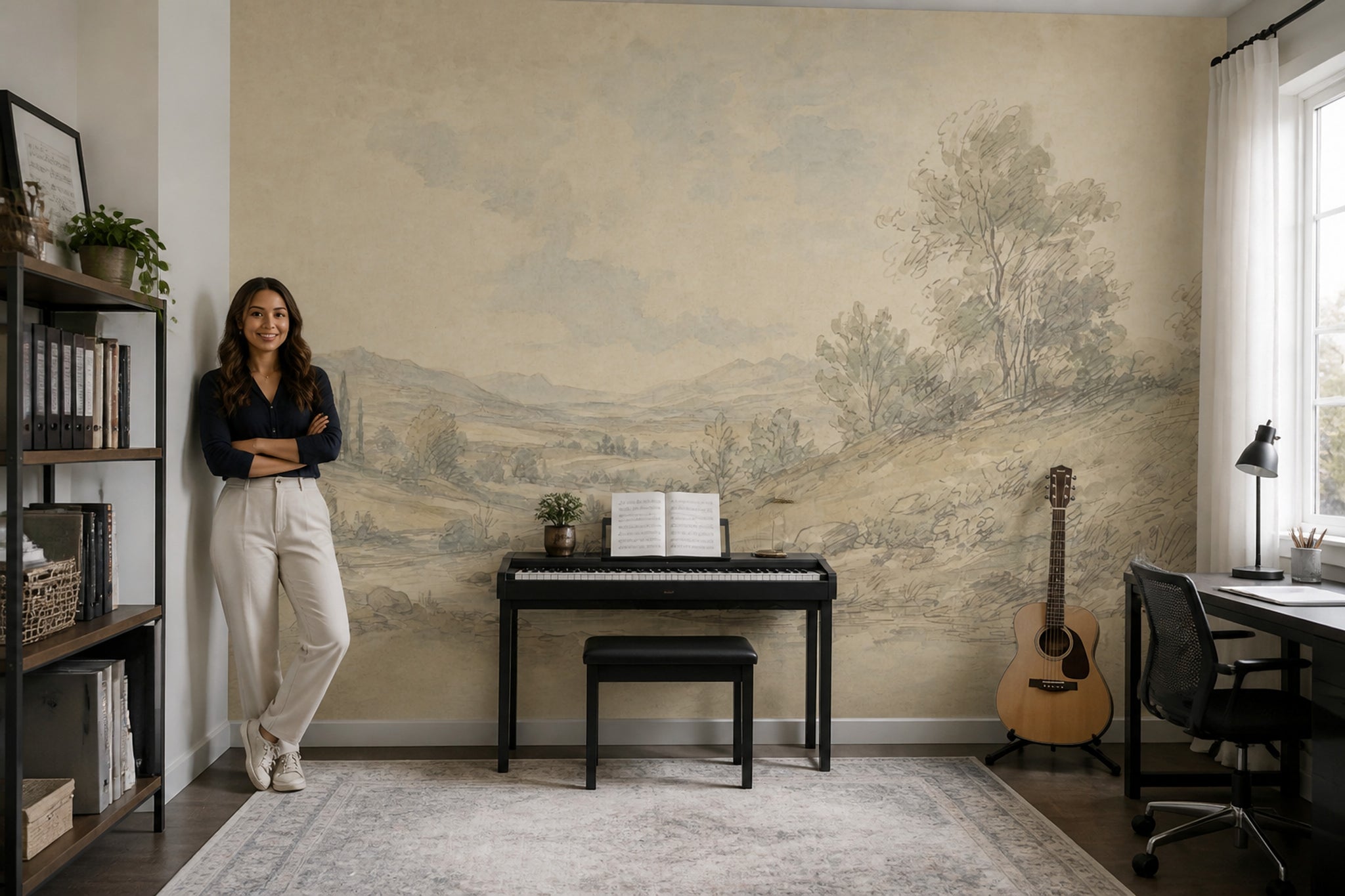 Vintage Landscape Wallpaper Countryside Rolling Hills Wall Mural