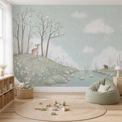 Woodland Wallpaper Deer Pond Wall Mural