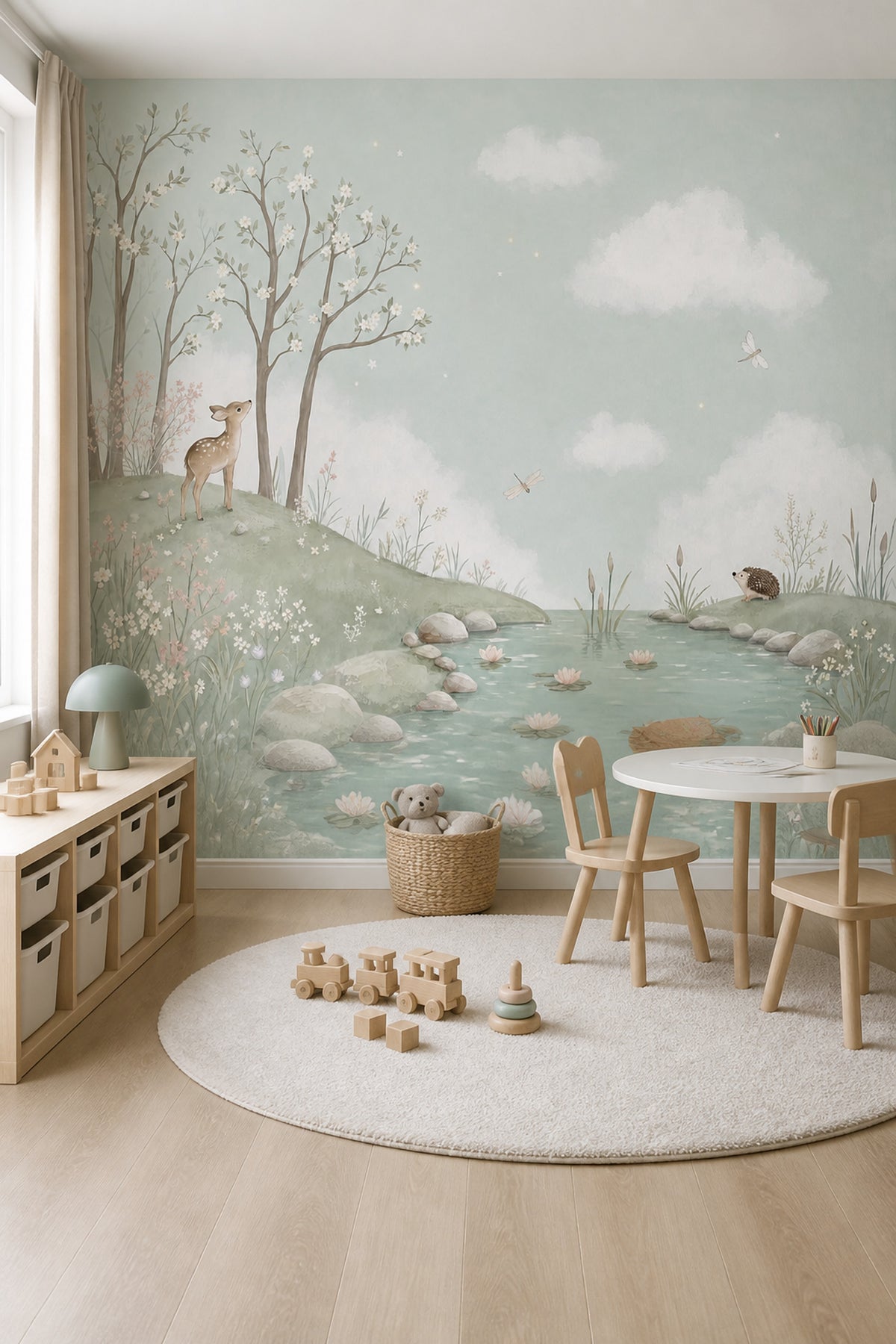 Woodland Wallpaper Deer Pond Wall Mural