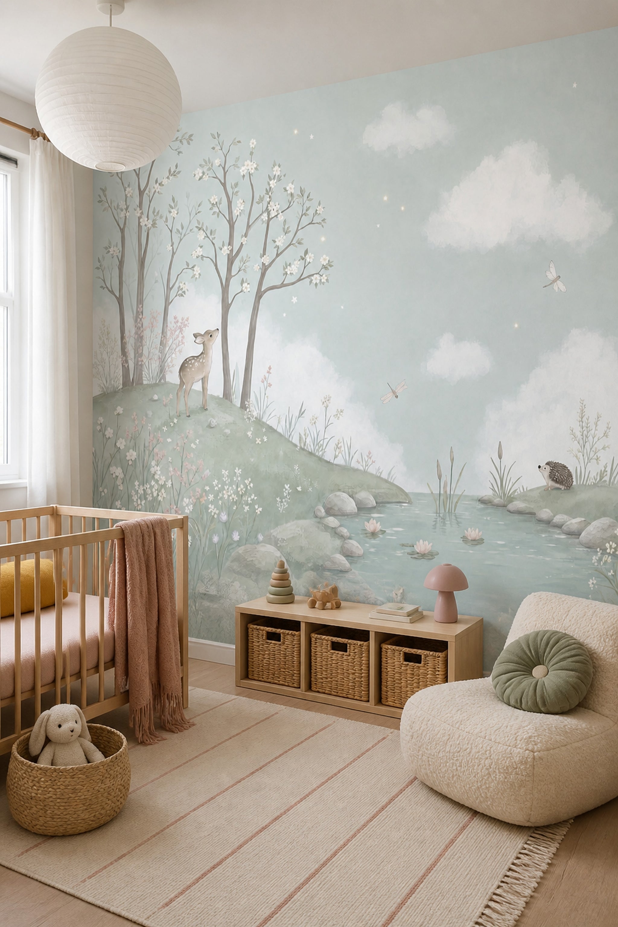 Woodland Wallpaper Deer Pond Wall Mural